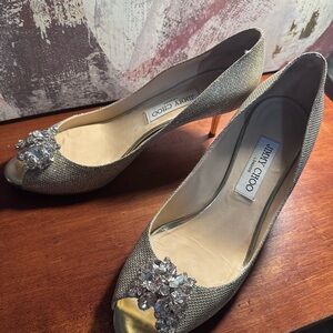 Jimmy Choo Glittering Gold Crystal Heels